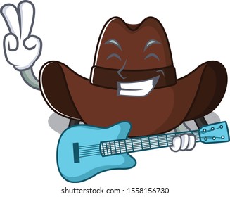 Mascot illustration the featuring cowboy hat with guitar