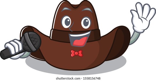 Mascot illustration the featuring cowboy hat singing