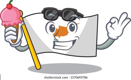 Mascot illustration featuring flag cyprus With ice cream