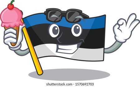 Mascot illustration featuring flag estonia With ice cream