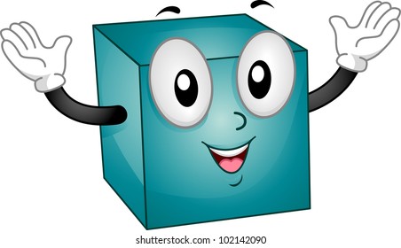 Maskottabilustration mit einem glücklichen Cube