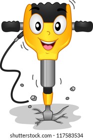 Ilustración en mascota con un martillo
