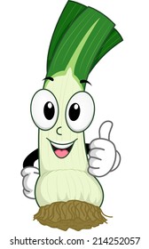 Mascot Illustration Featuring a Leek Doing a Thumbs Up
