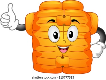 Mascot Illustration Featuring a Life Vest Doing a Thumbs Up