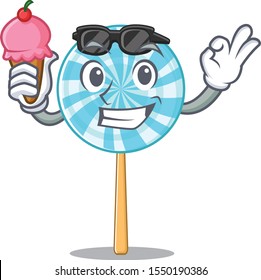 Mascot illustration featuring lollipop with ice cream