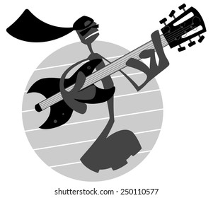 Mascot Illustration Featuring a Music Note Playing the Guitar