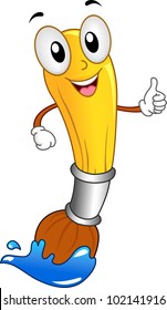 Mascot Illustration Featuring a Paintbrush Mascot