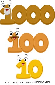 Mascot Illustration Featuring Representations of a Decade, Century, and Millennium