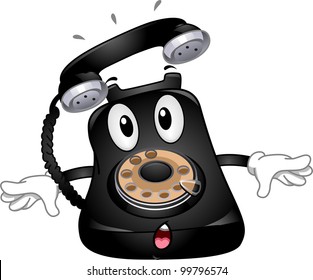 Mascot Illustration Featuring a Ringing Telephone