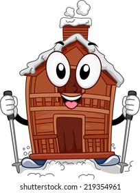 Mascot Illustration Featuring a Ski Lodge