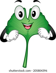 Mascot Illustration Featuring a Smiling Ginkgo Biloba