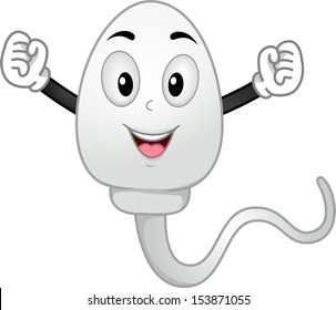 Mascot Illustration Featuring a Sperm Cell Doing a Victory Pose