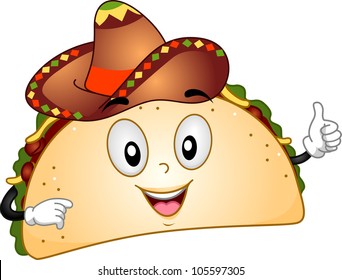 Mascot Illustration Featuring a Taco