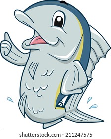 Mascot Illustration Featuring a Tuna Giving a Thumbs Up