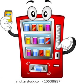 mascot illustration featuring vending machine 260nw 106088927