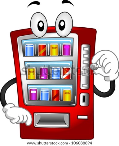 Mascot Illustration Featuring a Vending Machine
