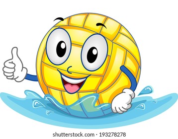 Mascot Illustration Featuring a Water Polo Ball Giving a Thumbs Up