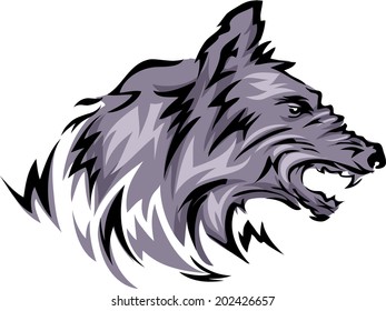 Mascot Illustration Featuring a Wolf with Its Fangs Bared