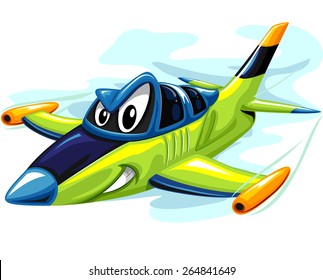 Mascot Illustration of a Fierce Jet Fighter Preparing to Attack