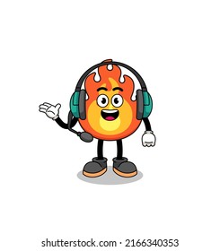 Mascot Illustration of fire as a customer services , character design