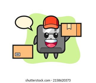 Mascot Illustration of floppy disk as a courier , cute style design for t shirt, sticker, logo element