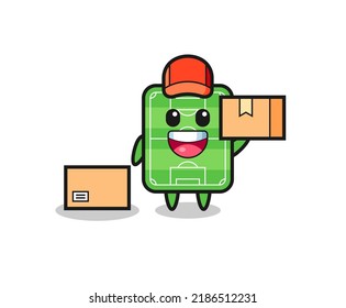 Mascot Illustration of football field as a courier , cute style design for t shirt, sticker, logo element