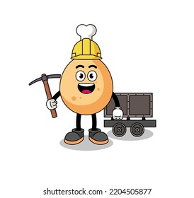 Mascot Illustration of fried chicken miner , character design
