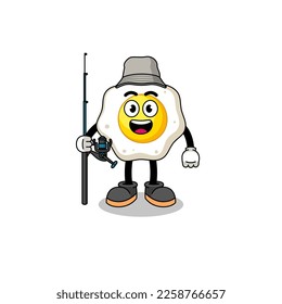 Mascot Illustration of fried egg fisherman , character design