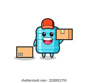 Mascot Illustration of gallon water bottle as a courier , cute design
