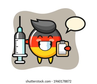 Mascot illustration of germany flag badge as a doctor, cute style design for t shirt, sticker, logo element