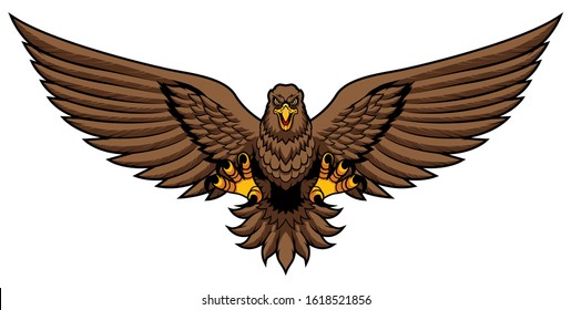 Mascot illustration of golden eagle attacking and isolated on white background.