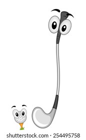 Mascot Illustration of a Golf Club and a Golf Ball