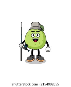 Mascot Illustration of guava fisherman , character design