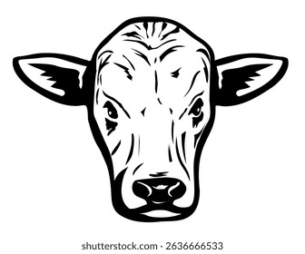 Mascot illustration of head of a Romagnola bull of Northern Italy of Podolic group of Italian grey cattle on isolated white background in retro black and white style.