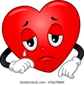 Mascot Illustration of a Heart Shedding a Tear