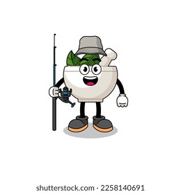 Mascot Illustration of herbal bowl fisherman , character design