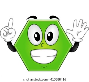 Mascot Illustration Hexagon Showing Six Fingers Stock Vector (Royalty ...