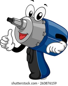 Mascot Illustration of an Impact Wrench Giving a Thumbs Up