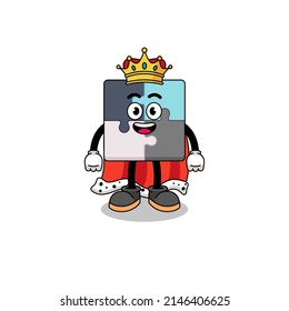 Mascot Illustration of jigsaw puzzle king , character design