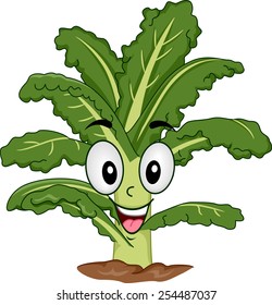 Mascot Illustration Of A Kale Rooted To The Ground