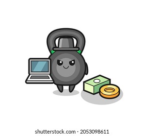Mascot Illustration of kettlebell as a hacker , cute style design for t shirt, sticker, logo element