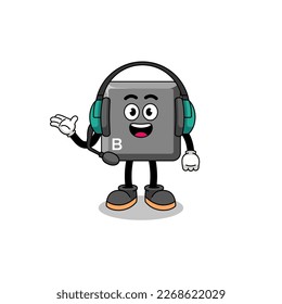 Mascot Illustration of keyboard B key as a customer services , character design