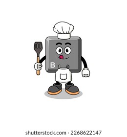 Mascot Illustration of keyboard B key chef , character design