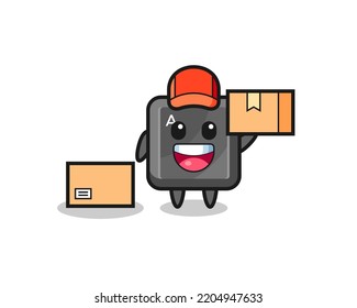 Ilustración de mascota del botón de teclado como mensajero, diseño lindo
