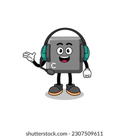 Mascot Illustration of keyboard C key as a customer services , character design