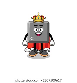 Mascot Illustration of keyboard C key king , character design