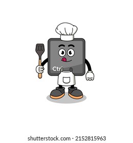Mascot Illustration of keyboard control button chef , character design