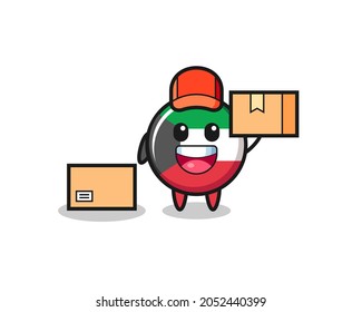 Mascot Illustration of kuwait flag badge as a courier , cute design