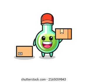 Mascot Illustration of lab beakers as a courier , cute style design for t shirt, sticker, logo element