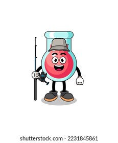 Mascot Illustration of laboratory beaker fisherman , character design